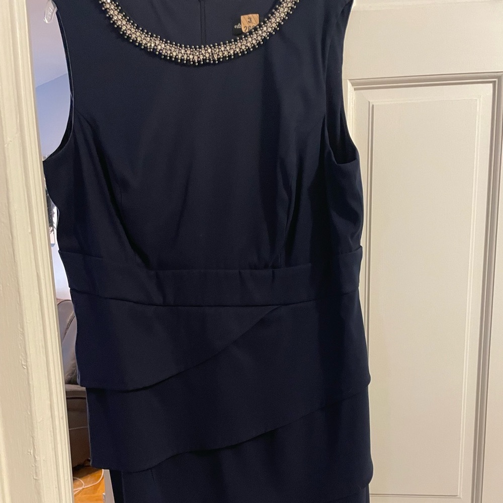 Connected Apparel Womens pleated dress with embellished collar. Plus size